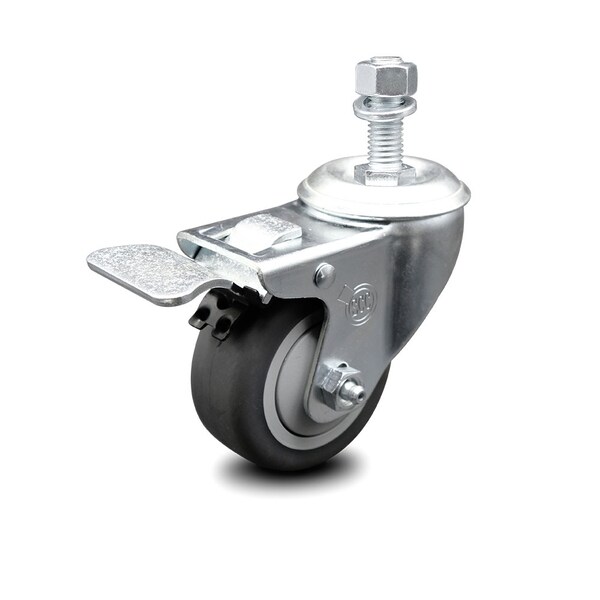 3 Inch Thermoplastic Rubber Swivel 1/2 Inch Stem Caster with Total Lock Brake SCC
